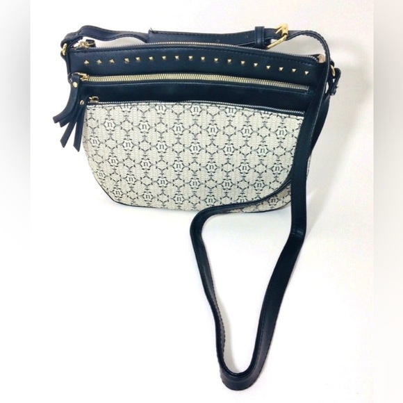 Nanette Lepore Shoulder & Crossbody Bag Black & White, N Print, 3Zippers&Rivets - Picture 11 of 14